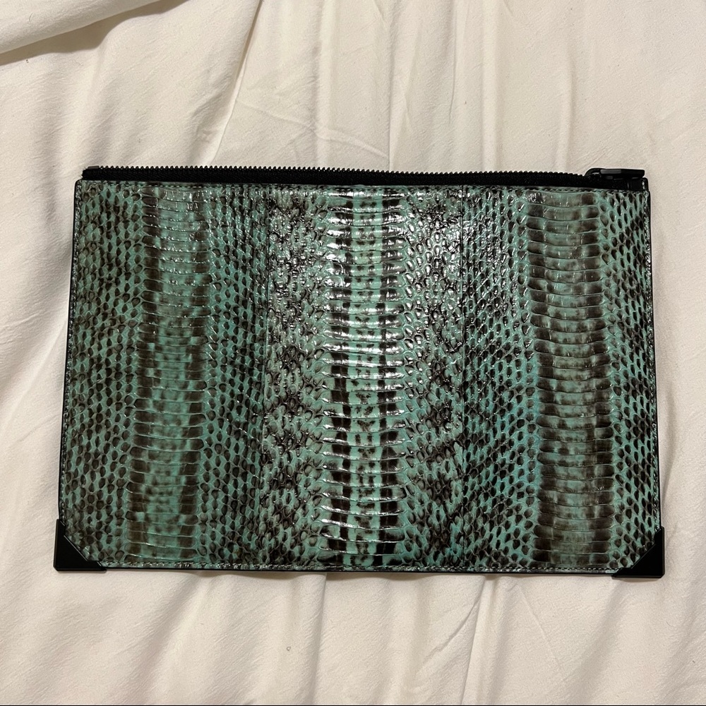 NWOT Alexander Wang Blue/Green/Black Snakeskin Clutch